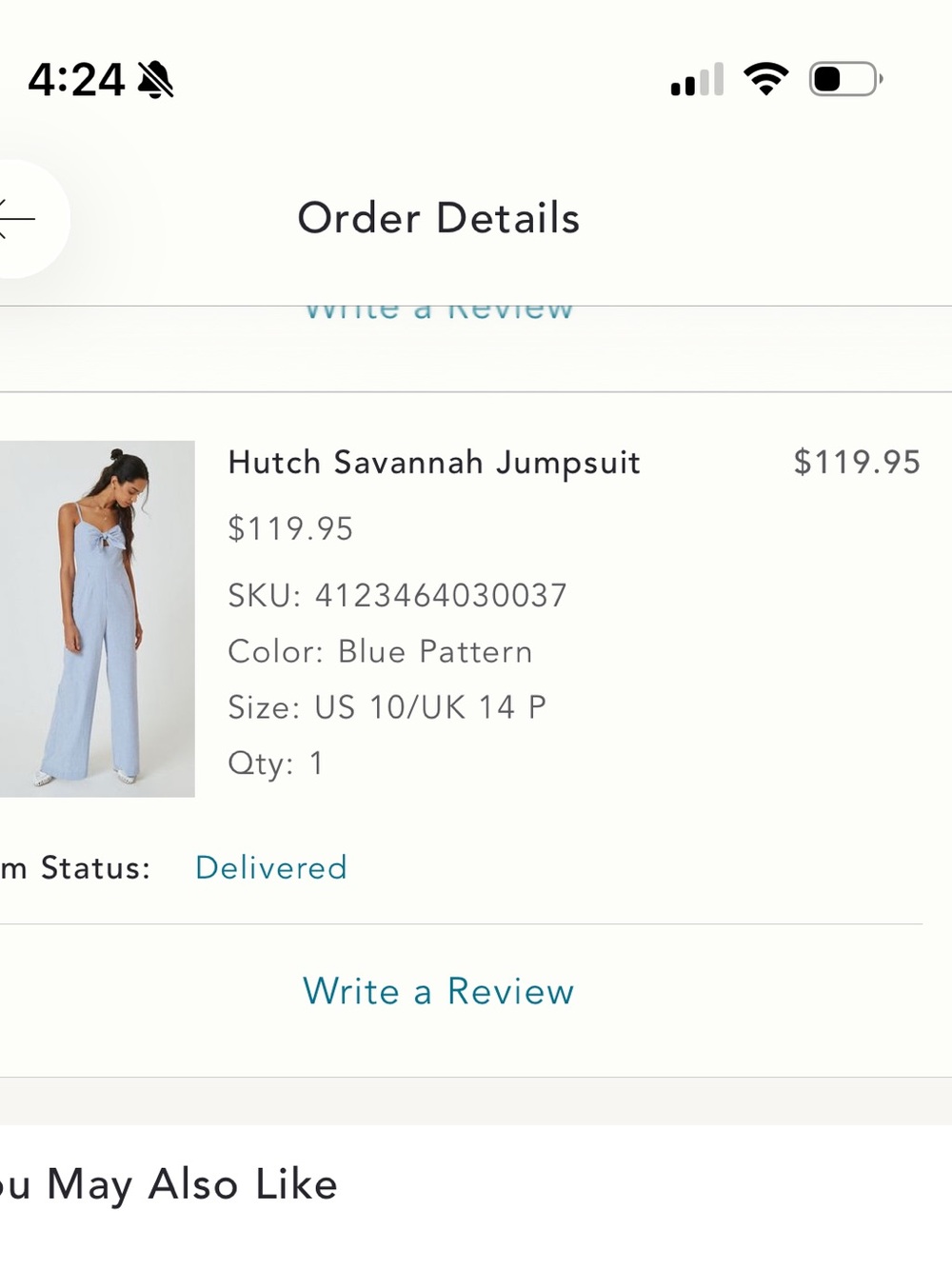 Anthropologie Hutch Savannah Jumpsuit - Light Blue Pattern